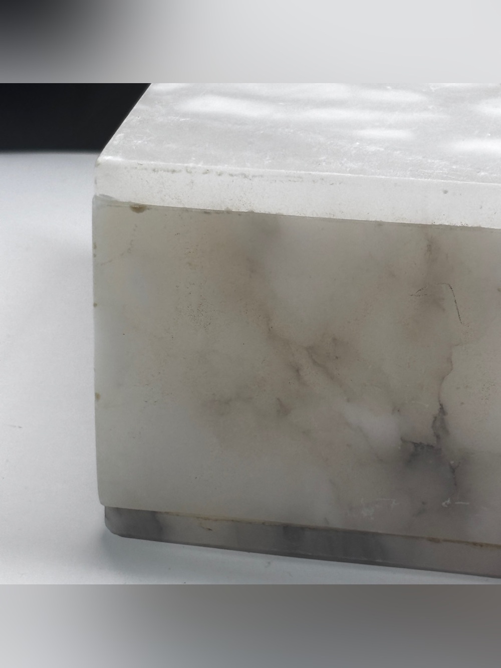 White Alabaster Tissue Box Cover W/lid Rectangular Stone Holder Facial Holder - Picture 14 of 16